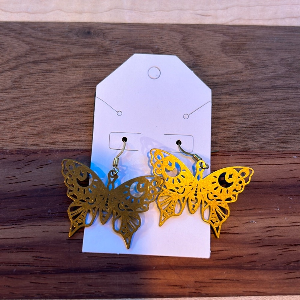 Earrings, Butterfly design, New